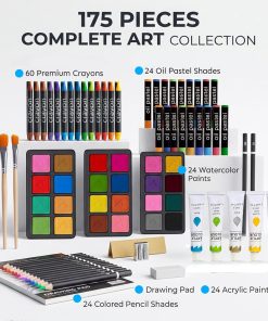 Alternative view of TMOL Art Supplies. 175-Pack Deluxe Art Set Drawing Painting Kit with 2 Drawing Pads. Acrylic Paints. Colored Pencils. Crayons. Art Kit in Wooden Case. Gift for Artist. Adults. Teens and Kids